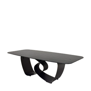 Стол ТОВЕ (TOVE) 240 цвет ЧЕРНЫЙ (GREY), стекло BUBBLE / Шоколадное золото ®DISAUR