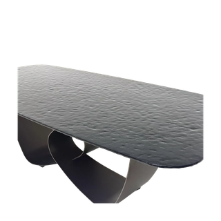 Стол ТОВЕ (TOVE) 240 цвет ЧЕРНЫЙ (GREY), стекло BUBBLE / Шоколадное золото ®DISAUR