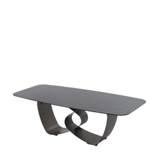 Стол ТОВЕ (TOVE) 240 цвет ЧЕРНЫЙ (GREY), стекло BUBBLE / Шоколадное золото ®DISAUR