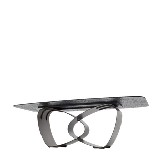 Стол ТОВЕ (TOVE) 240 цвет ЧЕРНЫЙ (GREY), стекло BUBBLE / Шоколадное золото ®DISAUR