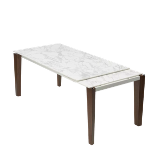 Стол ЭЗМИР (ESMIR) 180 цвет АРАБЕСКАТО (MATTE ARABESCATO SOLID CERAMIC) / ОРЕХ, ®DISAUR
