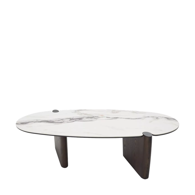 Стол кофейный АРН (ARN) цвет FENDI WHITE керамика на стекле/массив/ МДФ, дубовый шпон ®DISAUR