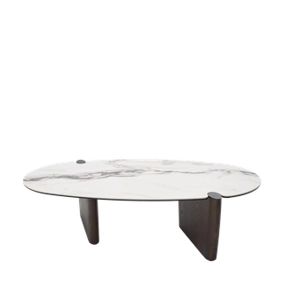 Стол кофейный АРН (ARN) цвет FENDI WHITE керамика на стекле/массив/ МДФ, дубовый шпон ®DISAUR