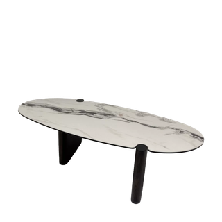 Стол кофейный АРН (ARN) цвет FENDI WHITE керамика на стекле/массив/ МДФ, дубовый шпон ®DISAUR