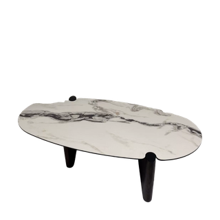Стол кофейный АРН (ARN) цвет FENDI WHITE керамика на стекле/массив/ МДФ, дубовый шпон ®DISAUR