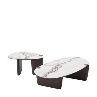 Стол кофейный АРН (ARN) цвет FENDI WHITE керамика на стекле/массив/ МДФ, дубовый шпон ®DISAUR