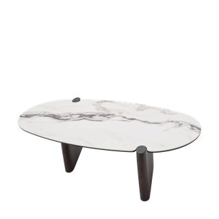 Стол кофейный АРН (ARN) цвет FENDI WHITE керамика на стекле/массив/ МДФ, дубовый шпон ®DISAUR