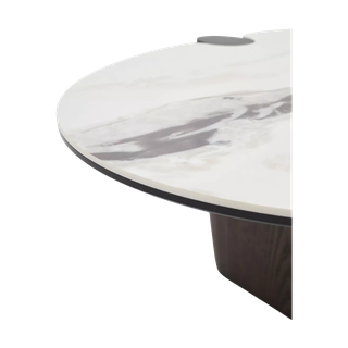 Стол кофейный АРН (ARN) цвет FENDI WHITE керамика на стекле/массив/ МДФ, дубовый шпон ®DISAUR