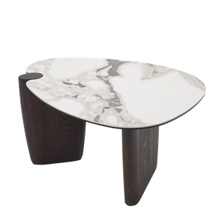 Стол кофейный ДЭГ (DAG) цвет FENDI WHITE керамика на стекле/массив/ МДФ, дубовый шпон ®DISAUR