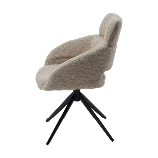 Стул АРНЭ (ARNE) 360 град, цвет БЕЖЕВЫЙ EYELASH -120, фактурный шенилл / ЧЕРНЫЙ каркас, ®DISAUR