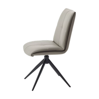 Стул ВИГГЕ (VIGGE) 360 град. поворот. HF017-11 / HF017-12 Бежевый, экокожа / Черный каркас, ®DISAUR
