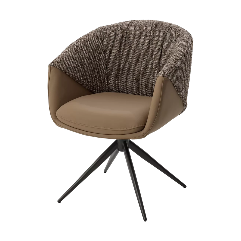 Стул ГИССЕН (GISSEN) 360 град, цвет КОФЕ HP032-08A PU / V885-1, ткань/ экокожа/ ТЕМНО-СЕРЫЙ, ®DISAUR