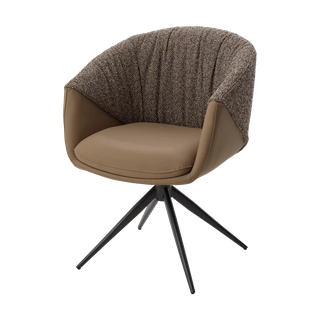 Стул ГИССЕН (GISSEN) 360 град, цвет КОФЕ HP032-08A PU / V885-1, ткань/ экокожа/ ТЕМНО-СЕРЫЙ, ®DISAUR