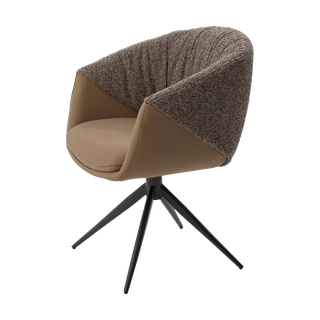 Стул ГИССЕН (GISSEN) 360 град, цвет КОФЕ HP032-08A PU / V885-1, ткань/ экокожа/ ТЕМНО-СЕРЫЙ, ®DISAUR