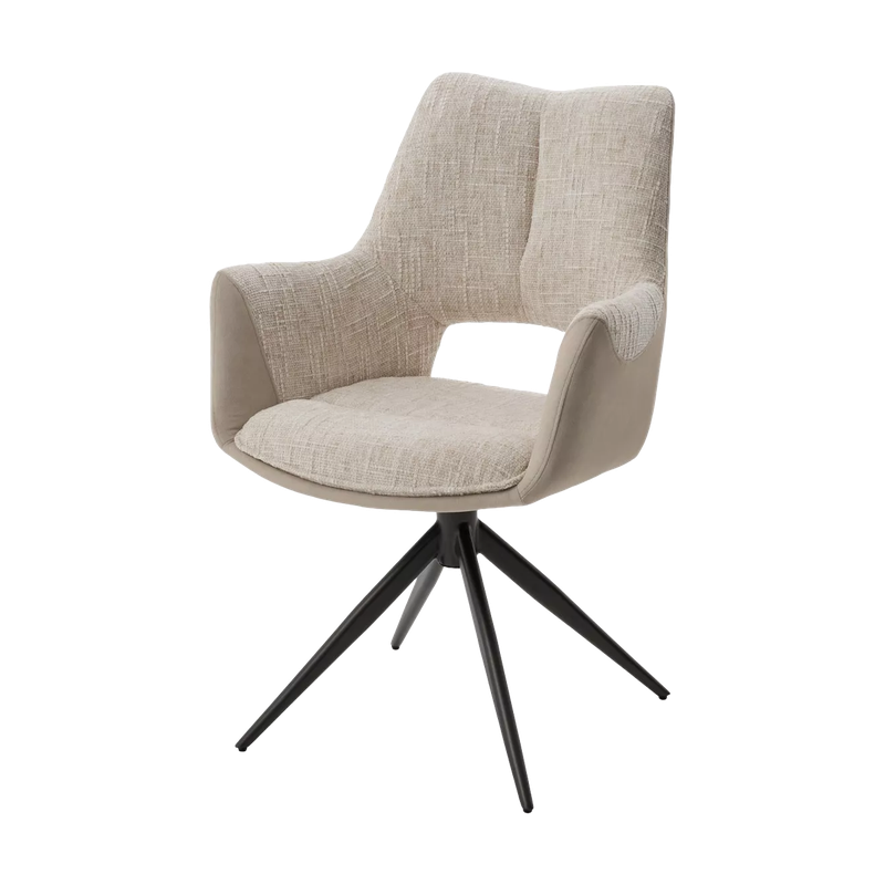 Стул ДАВЕН (DAVEN) 360 град, цвет КРЕМОВЫЙ RIELY-111 / G1038-10, ткань / ТЕМНО-СЕРЫЙ каркас, ®DISAUR