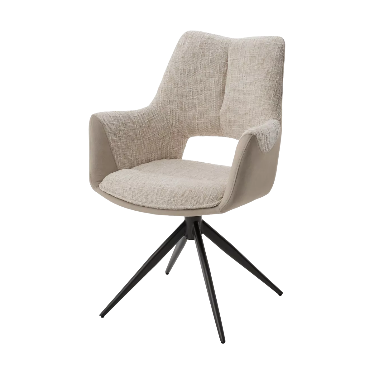 Стул ДАВЕН (DAVEN) 360 град, цвет КРЕМОВЫЙ RIELY-111 / G1038-10, ткань / ТЕМНО-СЕРЫЙ каркас, ®DISAUR