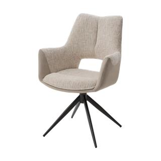 Стул ДАВЕН (DAVEN) 360 град, цвет КРЕМОВЫЙ RIELY-111 / G1038-10, ткань / ТЕМНО-СЕРЫЙ каркас, ®DISAUR