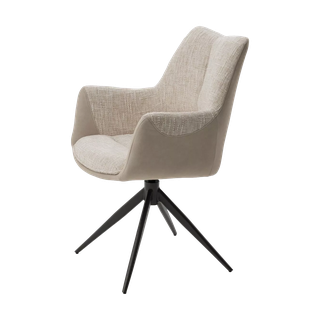 Стул ДАВЕН (DAVEN) 360 град, цвет КРЕМОВЫЙ RIELY-111 / G1038-10, ткань / ТЕМНО-СЕРЫЙ каркас, ®DISAUR