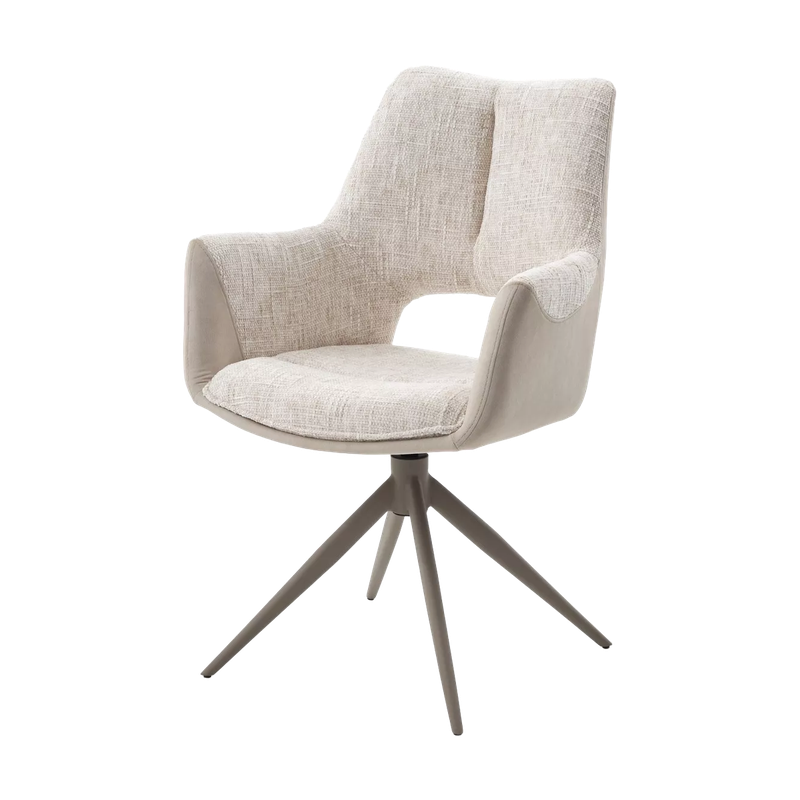 Стул ДАВЕН (DAVEN) 360 град, цвет КРЕМОВЫЙ RIELY-111 / G1038-101, ткань / ЛАТТЕ каркас, ®DISAUR