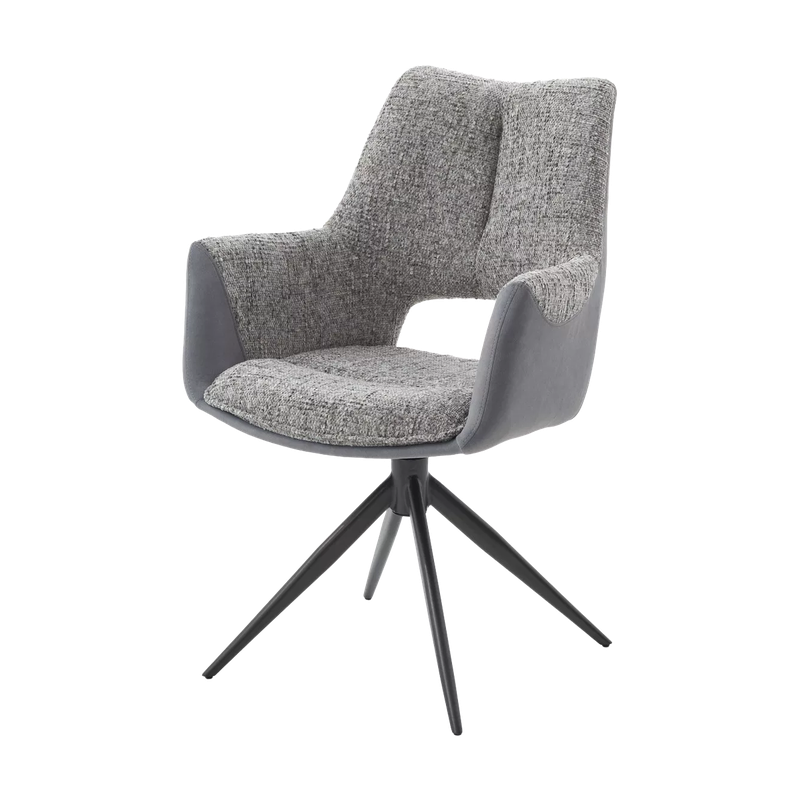 Стул ДАВЕН (DAVEN) 360 град, цвет СЕРЫЙ RIELY-450 / G1038-04 , ткань /ТЕМНО-СЕРЫЙ каркас, ®DISAUR