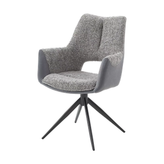 Стул ДАВЕН (DAVEN) 360 град, цвет СЕРЫЙ RIELY-450 / G1038-04 , ткань /ТЕМНО-СЕРЫЙ каркас, ®DISAUR