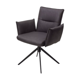 Стул ДИН (DEAN) 360 град.поворот. цвет ТЕМНО-СЕРЫЙ, экокожа Maison 99# / Черный, ®DISAUR