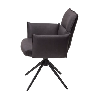 Стул ДИН (DEAN) 360 град.поворот. цвет ТЕМНО-СЕРЫЙ, экокожа Maison 99# / Черный, ®DISAUR