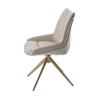 Стул ОСКАР (OSKAR) 360 град, цвет КРЕМОВЫЙ (RIELY-111/PRESENT-120), ткань / ШАМПАНЬ каркас, ®DISAUR