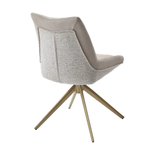 Стул ОСКАР (OSKAR) 360 град, цвет КРЕМОВЫЙ (RIELY-111/PRESENT-120), ткань / ШАМПАНЬ каркас, ®DISAUR
