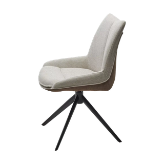 Стул ОСКАР (OSKAR) 360град, цвет БЕЖЕВЫЙ/КОРИЧНЕВЫЙ(KN01-05/BZ1046-21), ткань/ЧЕРНЫЙ каркас, ®DISAUR