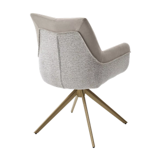 Стул ПОНТУС (PONTUS) 360 град, цвет КРЕМОВЫЙ (RIELY-111/PRESENT-120)/ ШАМПАНЬ каркас, ®DISAUR