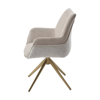 Стул ПОНТУС (PONTUS) 360 град, цвет КРЕМОВЫЙ (RIELY-111/PRESENT-120)/ ШАМПАНЬ каркас, ®DISAUR